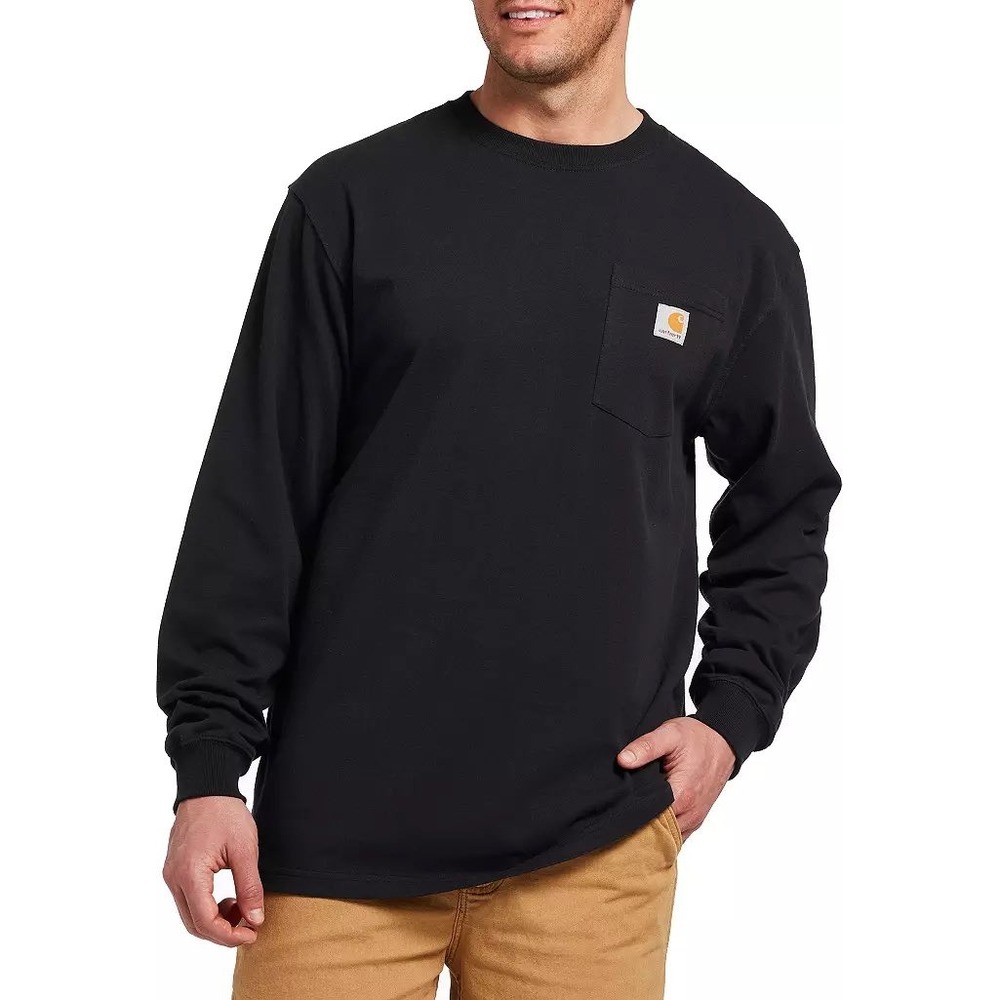 Carhartt Mens Loose Fit Heavyweight Long Sleeve Pocket T-Shirt Black Large NWT